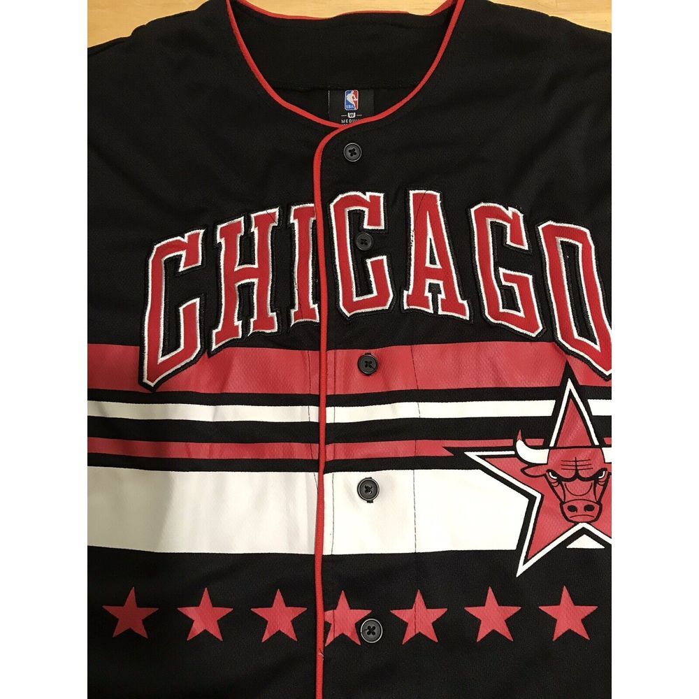 NBA Basketball Chicago‎ Bulls Jersey Mens Medium Black Red #66 Button Front - Picture 3 of 10